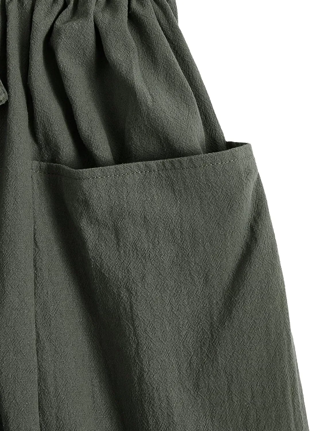 SweatyRocks Women's Casual Paper Bag Waist A Line Pleated Midi Skirt with Pockets