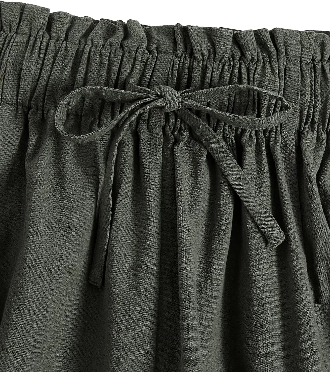 SweatyRocks Women's Casual Paper Bag Waist A Line Pleated Midi Skirt with Pockets
