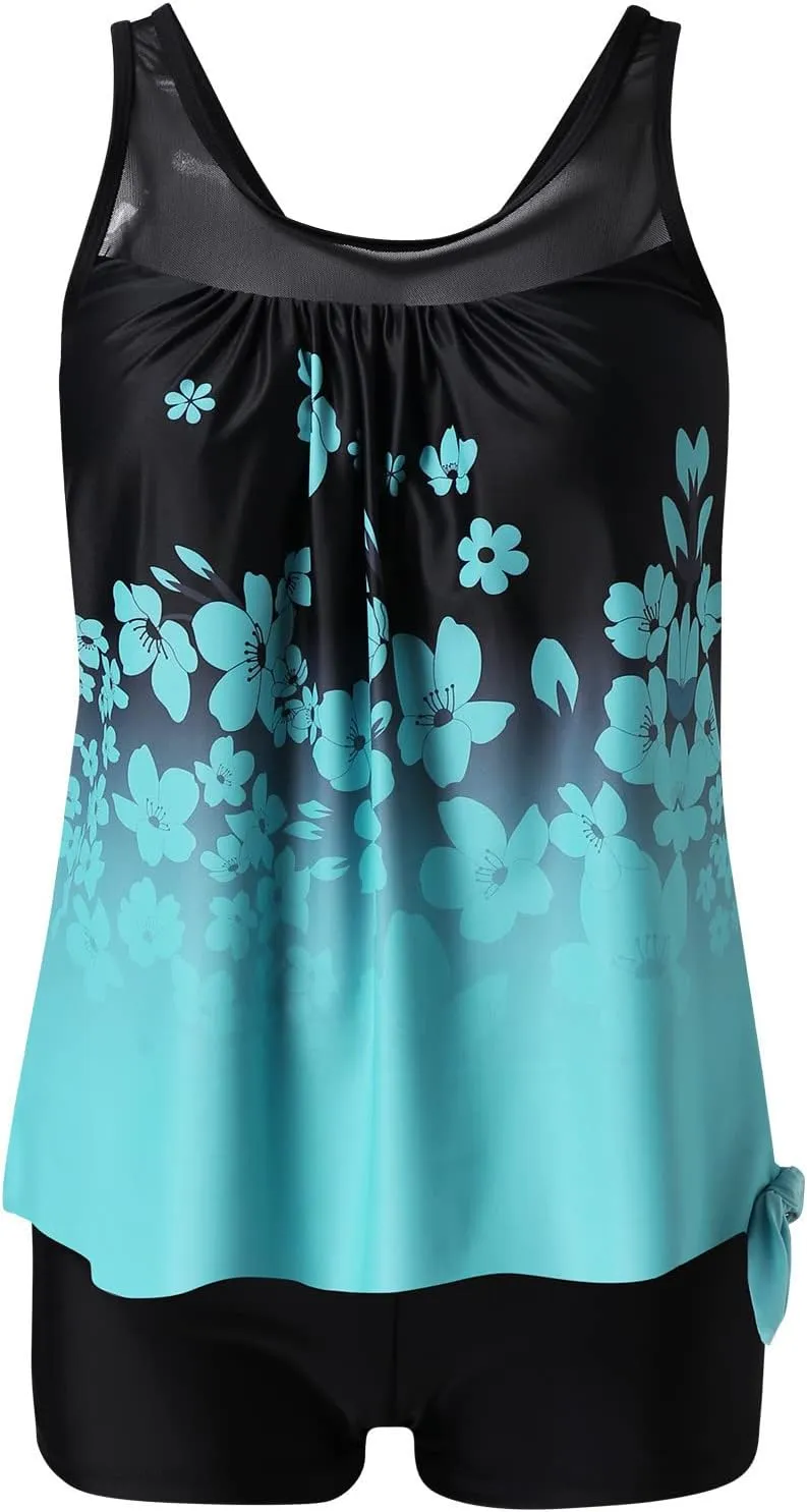 Swim Suits for Women 2025 Loose Bathing Suit Modest Swimsuit Tops Two Piece Tankini with Shorts Floral Swimwear Outfit