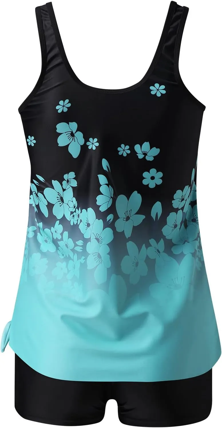 Swim Suits for Women 2025 Loose Bathing Suit Modest Swimsuit Tops Two Piece Tankini with Shorts Floral Swimwear Outfit