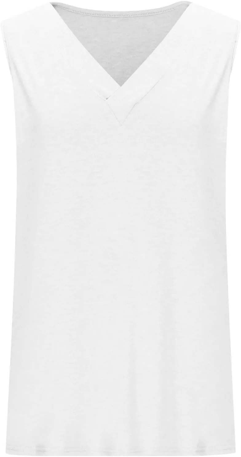 Tank Top for Women Trendy V Neck Camisole Top Loose Fit Sleeveless Blouse 2025 Summer Vacation Outfits Plain Shirts