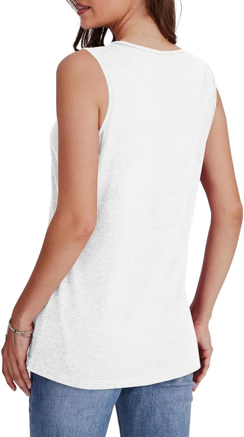 Tank Top for Women Trendy V Neck Camisole Top Loose Fit Sleeveless Blouse 2025 Summer Vacation Outfits Plain Shirts