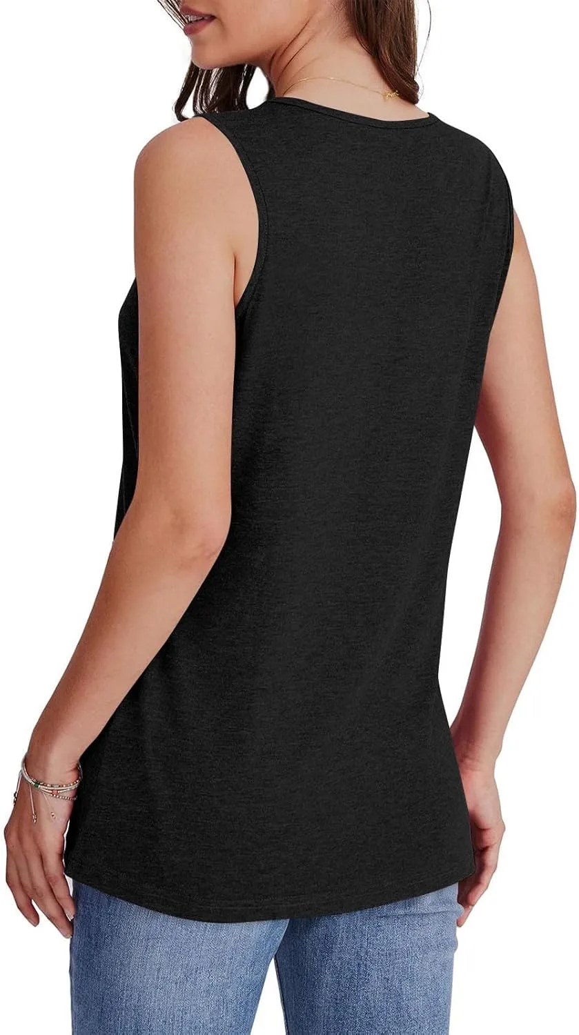 Tank Top for Women Trendy V Neck Camisole Top Loose Fit Sleeveless Blouse 2025 Summer Vacation Outfits Plain Shirts