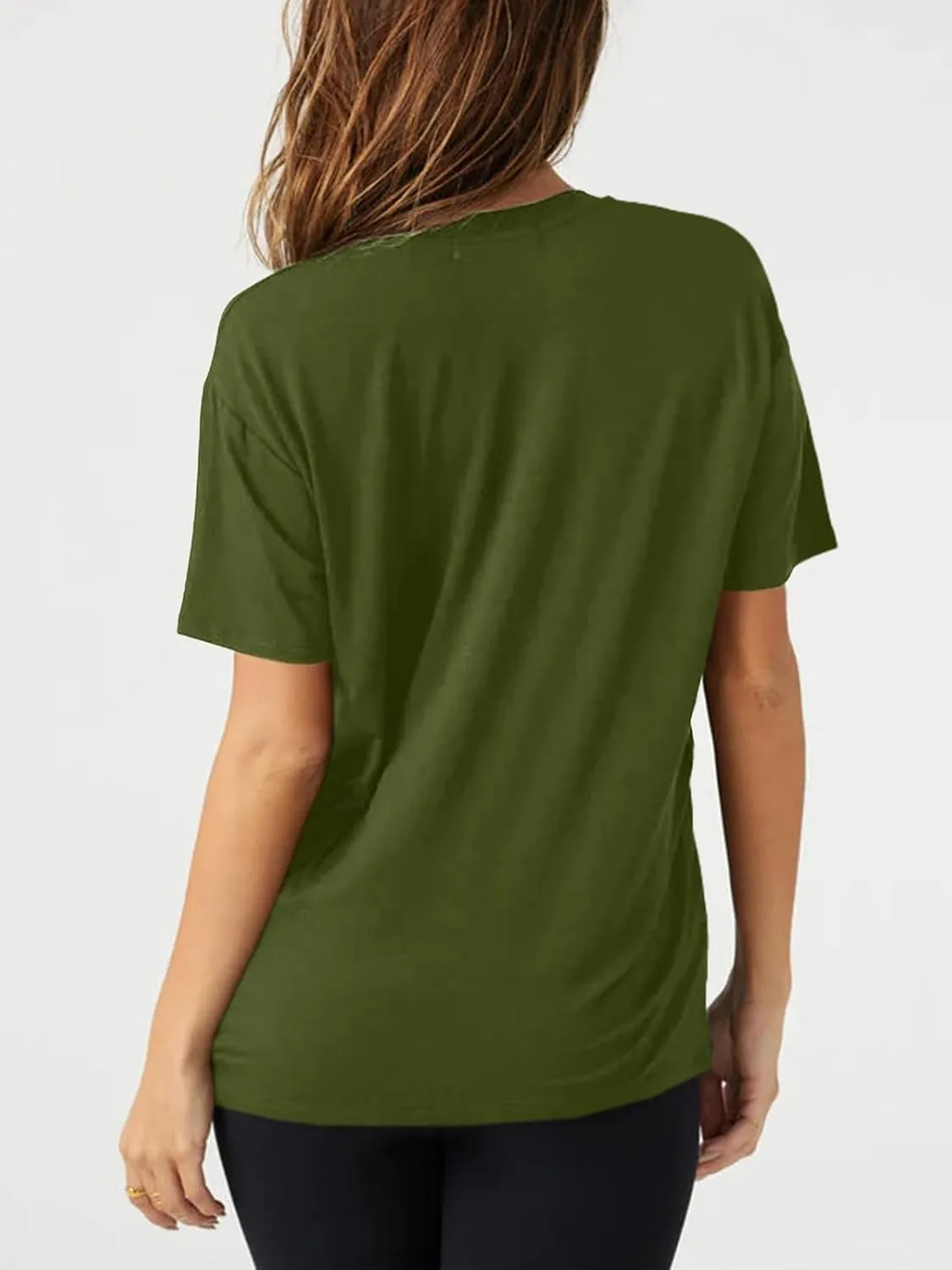 Tankaneo Womens Sexy Deep V Neck T-Shirts Summer Short Sleeve Tops Casual Loose Fit Basic Tees