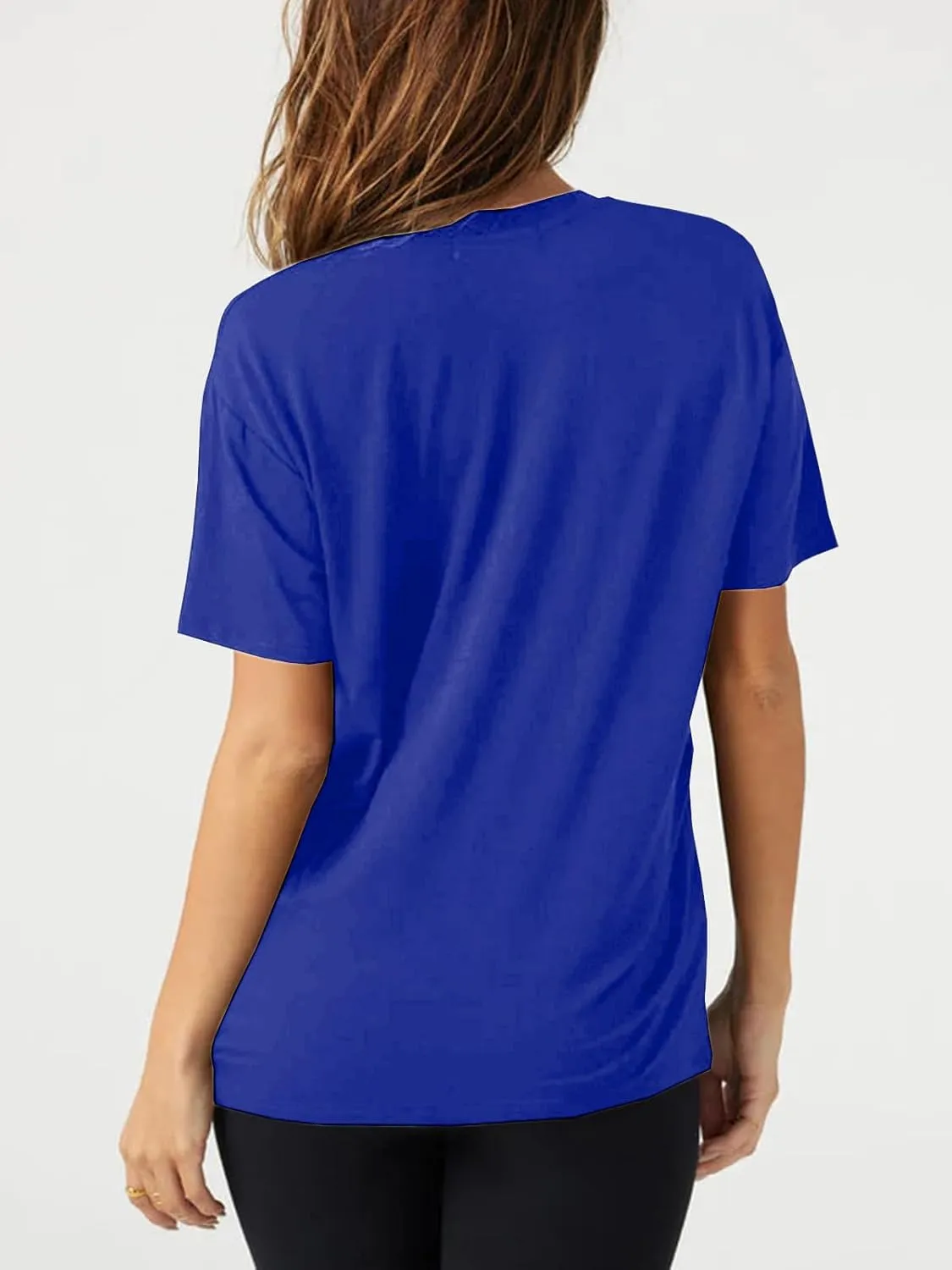 Tankaneo Womens Sexy Deep V Neck T-Shirts Summer Short Sleeve Tops Casual Loose Fit Basic Tees