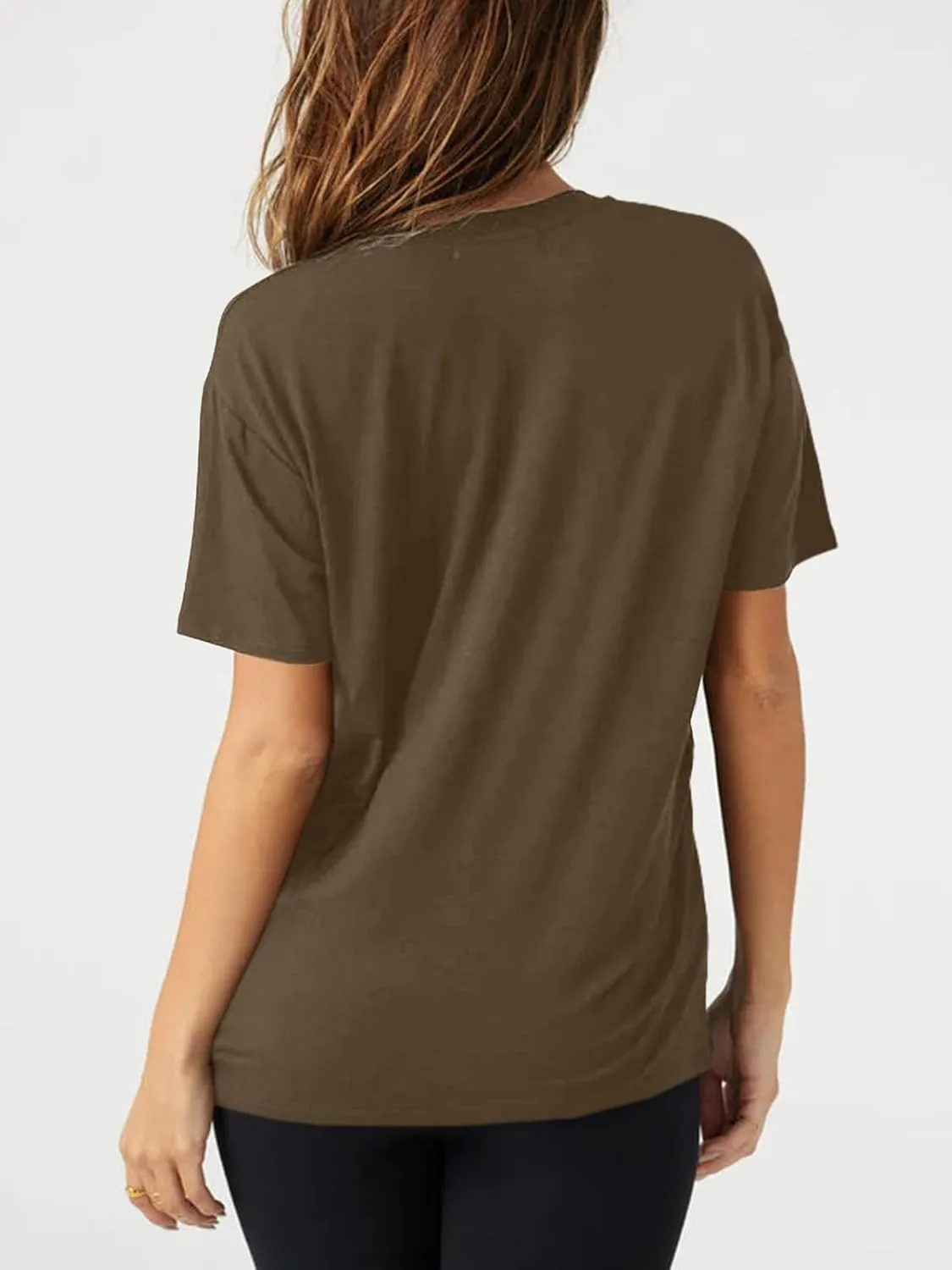 Tankaneo Womens Sexy Deep V Neck T-Shirts Summer Short Sleeve Tops Casual Loose Fit Basic Tees