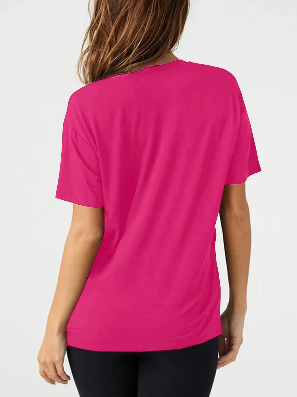 Tankaneo Womens Sexy Deep V Neck T-Shirts Summer Short Sleeve Tops Casual Loose Fit Basic Tees