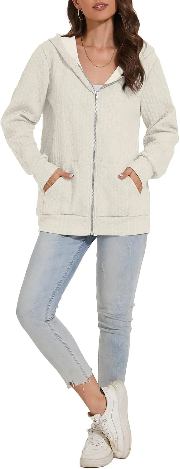 TBA Zip Up Cardigan Sweatshirts for Women Long Sleeve Lightweight Hoodie Oversized Casual Hoodies Sweater Fashion Jackets