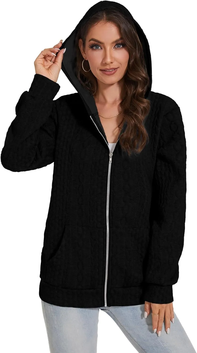 TBA Zip Up Cardigan Sweatshirts for Women Long Sleeve Lightweight Hoodie Oversized Casual Hoodies Sweater Fashion Jackets