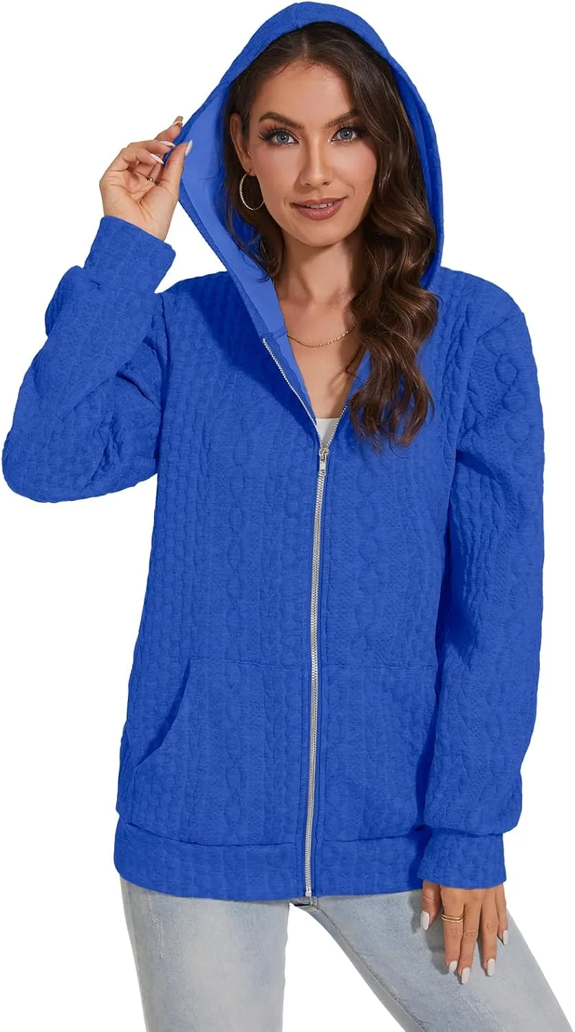 TBA Zip Up Cardigan Sweatshirts for Women Long Sleeve Lightweight Hoodie Oversized Casual Hoodies Sweater Fashion Jackets