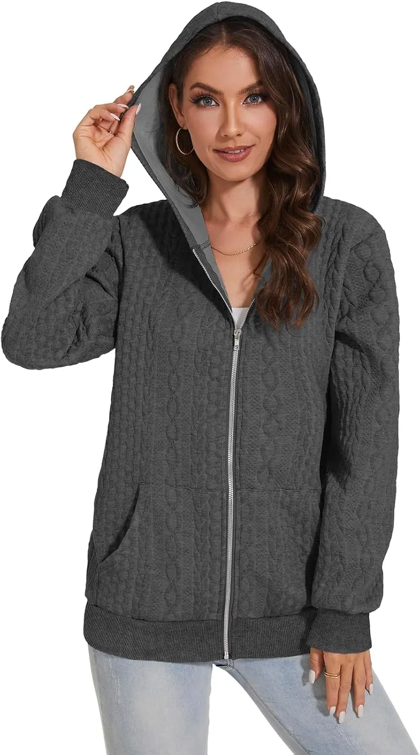 TBA Zip Up Cardigan Sweatshirts for Women Long Sleeve Lightweight Hoodie Oversized Casual Hoodies Sweater Fashion Jackets