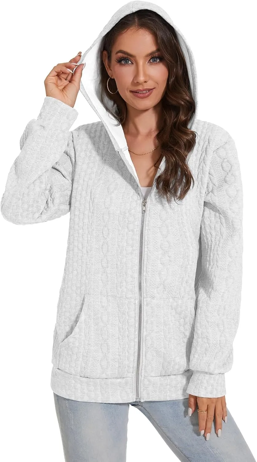 TBA Zip Up Cardigan Sweatshirts for Women Long Sleeve Lightweight Hoodie Oversized Casual Hoodies Sweater Fashion Jackets