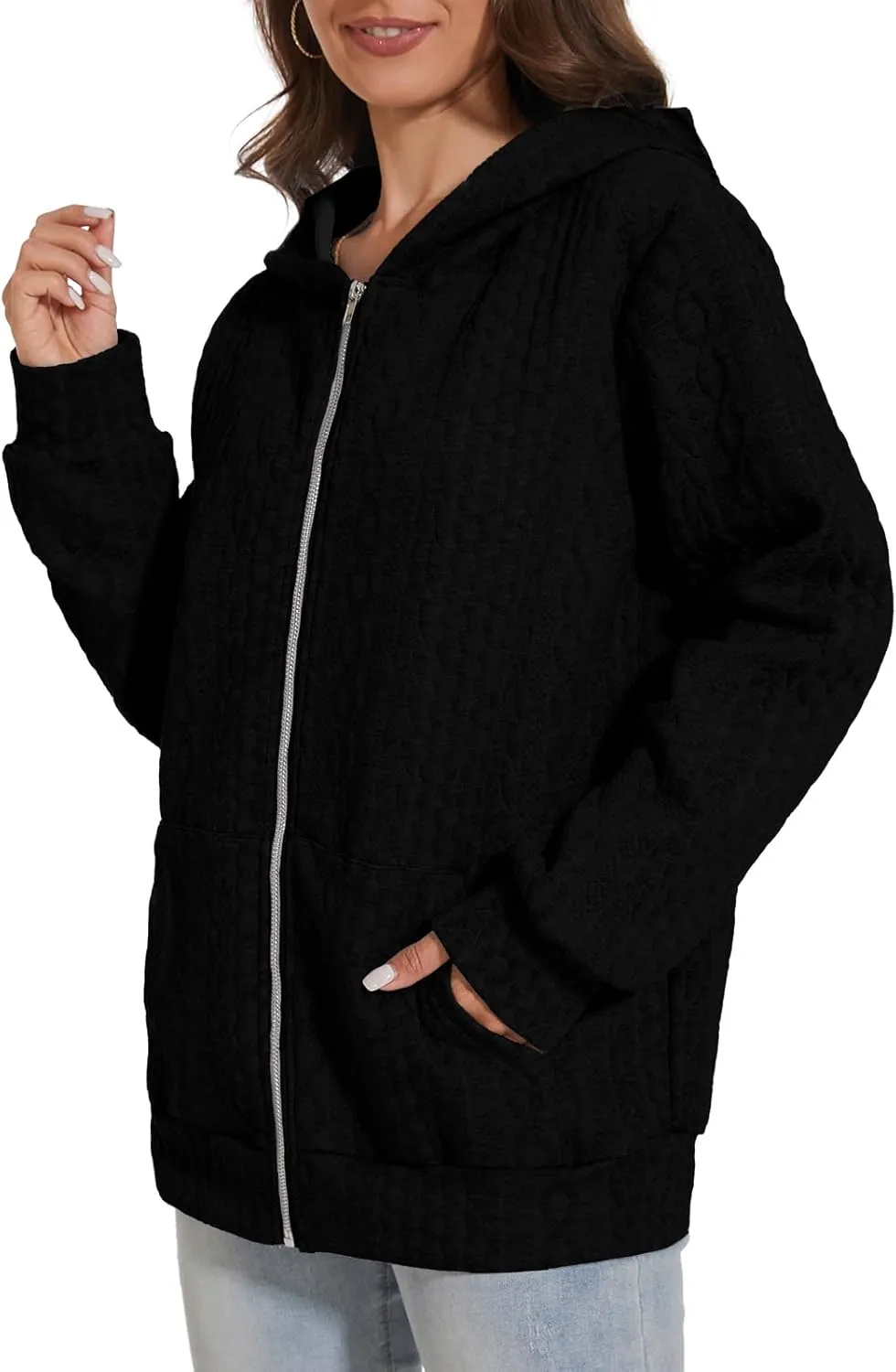 TBA Zip Up Cardigan Sweatshirts for Women Long Sleeve Lightweight Hoodie Oversized Casual Hoodies Sweater Fashion Jackets