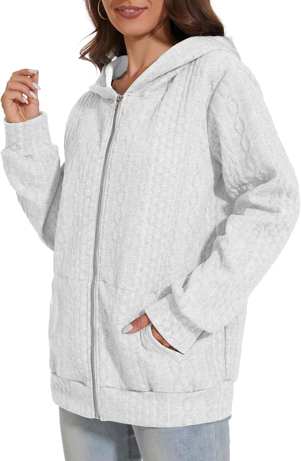 TBA Zip Up Cardigan Sweatshirts for Women Long Sleeve Lightweight Hoodie Oversized Casual Hoodies Sweater Fashion Jackets