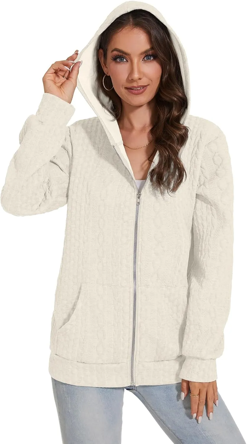 TBA Zip Up Cardigan Sweatshirts for Women Long Sleeve Lightweight Hoodie Oversized Casual Hoodies Sweater Fashion Jackets