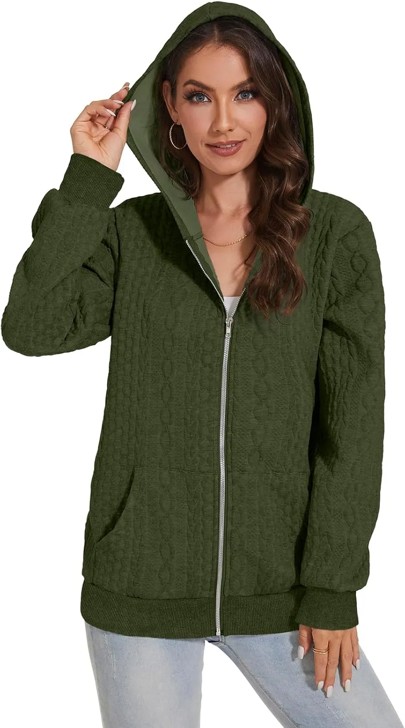 TBA Zip Up Cardigan Sweatshirts for Women Long Sleeve Lightweight Hoodie Oversized Casual Hoodies Sweater Fashion Jackets