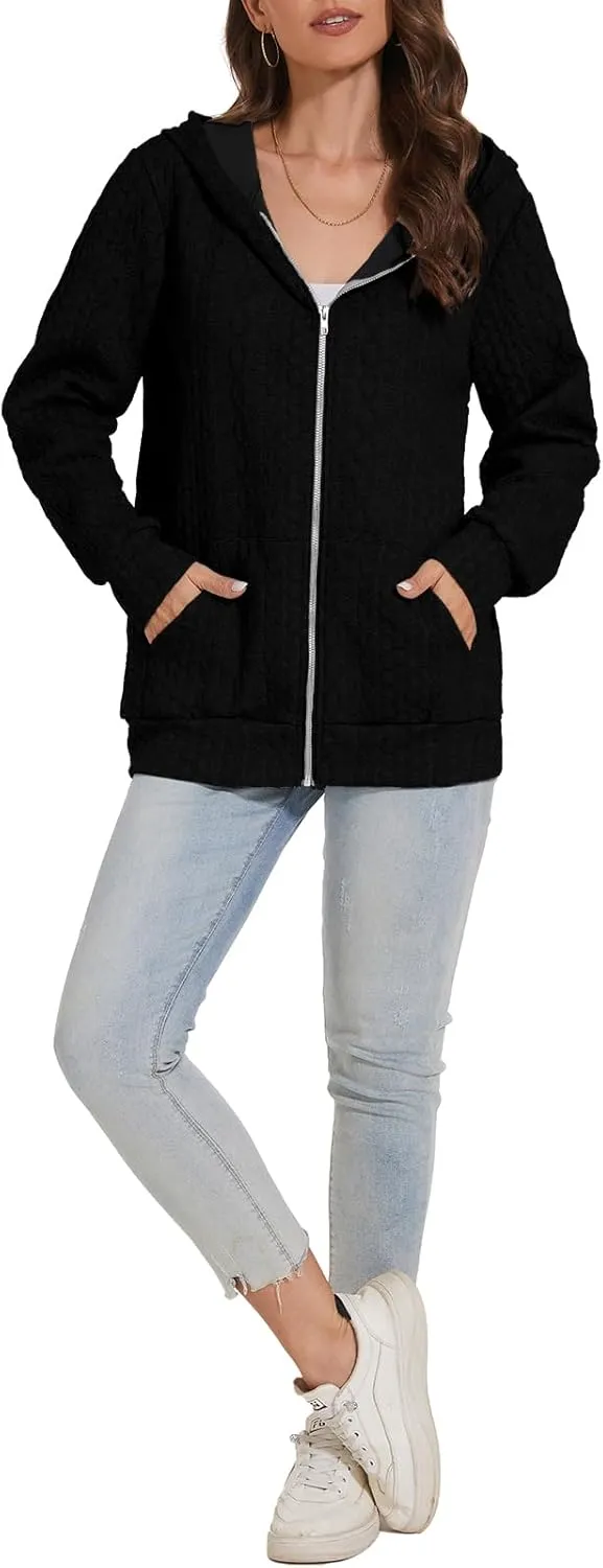 TBA Zip Up Cardigan Sweatshirts for Women Long Sleeve Lightweight Hoodie Oversized Casual Hoodies Sweater Fashion Jackets