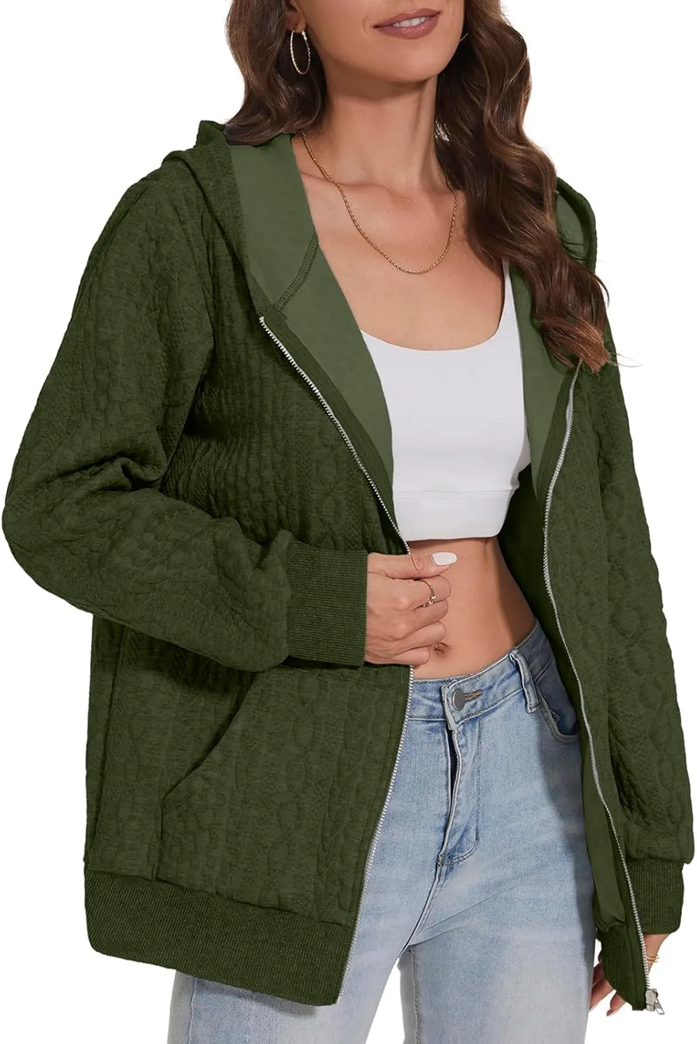 TBA Zip Up Cardigan Sweatshirts for Women Long Sleeve Lightweight Hoodie Oversized Casual Hoodies Sweater Fashion Jackets