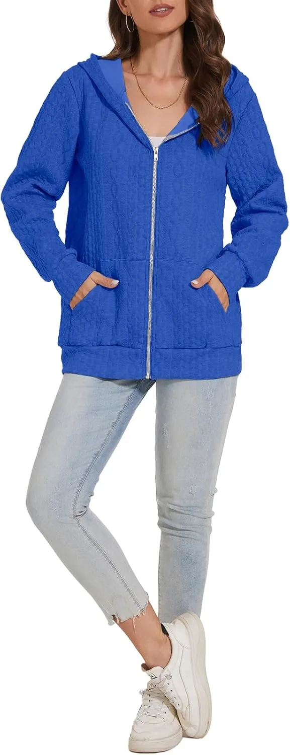 TBA Zip Up Cardigan Sweatshirts for Women Long Sleeve Lightweight Hoodie Oversized Casual Hoodies Sweater Fashion Jackets