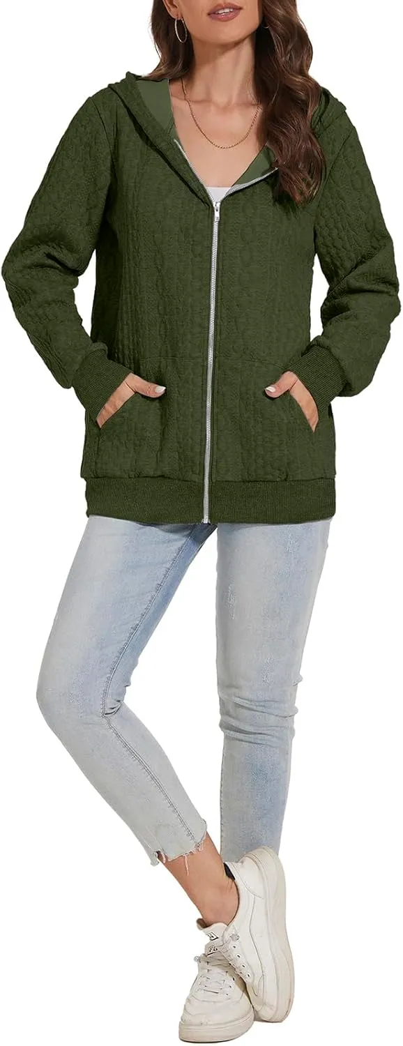 TBA Zip Up Cardigan Sweatshirts for Women Long Sleeve Lightweight Hoodie Oversized Casual Hoodies Sweater Fashion Jackets