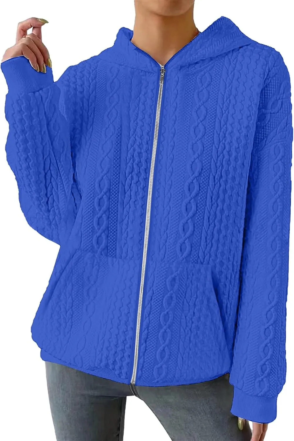 TBA Zip Up Cardigan Sweatshirts for Women Long Sleeve Lightweight Hoodie Oversized Casual Hoodies Sweater Fashion Jackets