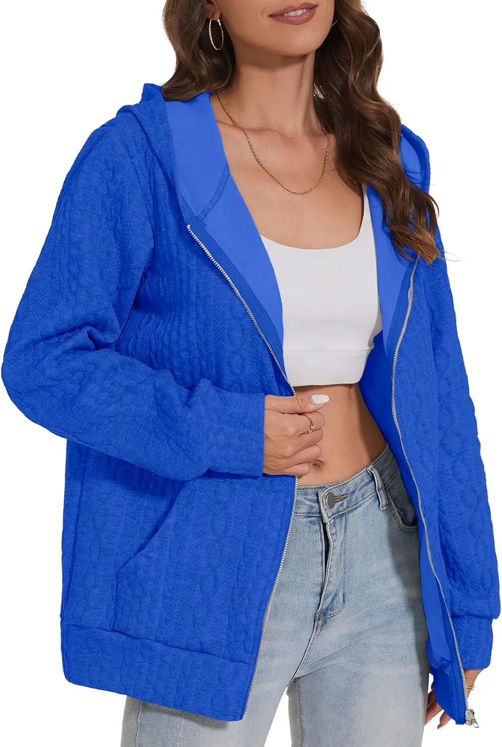 TBA Zip Up Cardigan Sweatshirts for Women Long Sleeve Lightweight Hoodie Oversized Casual Hoodies Sweater Fashion Jackets