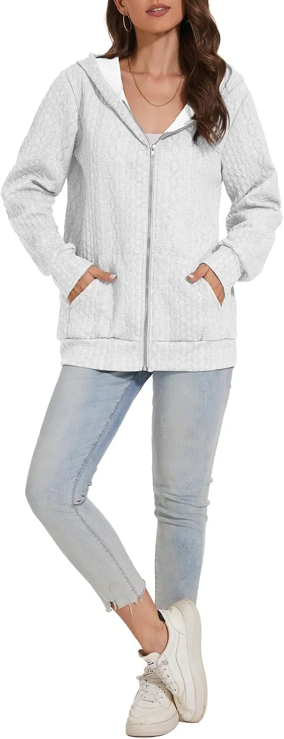 TBA Zip Up Cardigan Sweatshirts for Women Long Sleeve Lightweight Hoodie Oversized Casual Hoodies Sweater Fashion Jackets