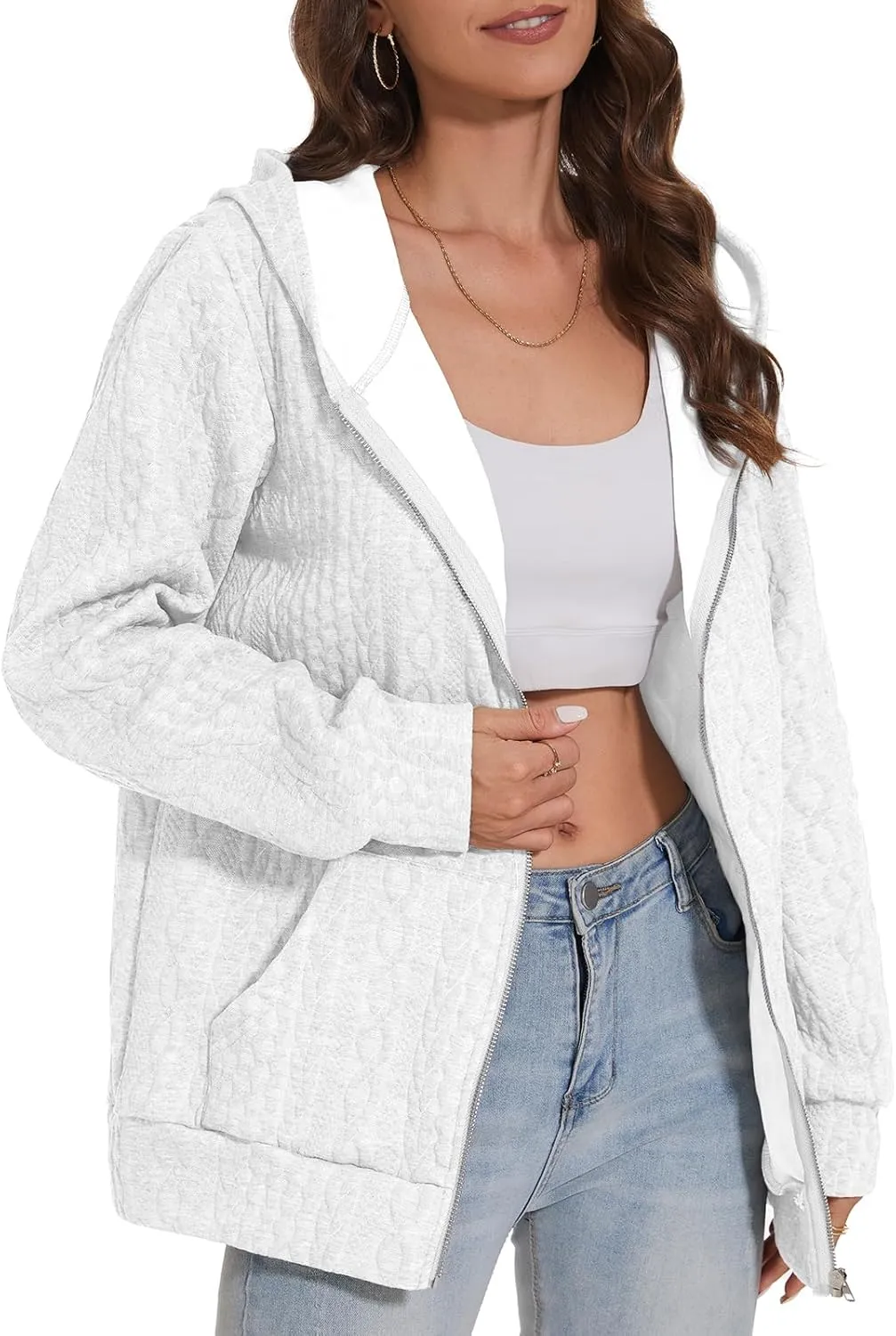 TBA Zip Up Cardigan Sweatshirts for Women Long Sleeve Lightweight Hoodie Oversized Casual Hoodies Sweater Fashion Jackets