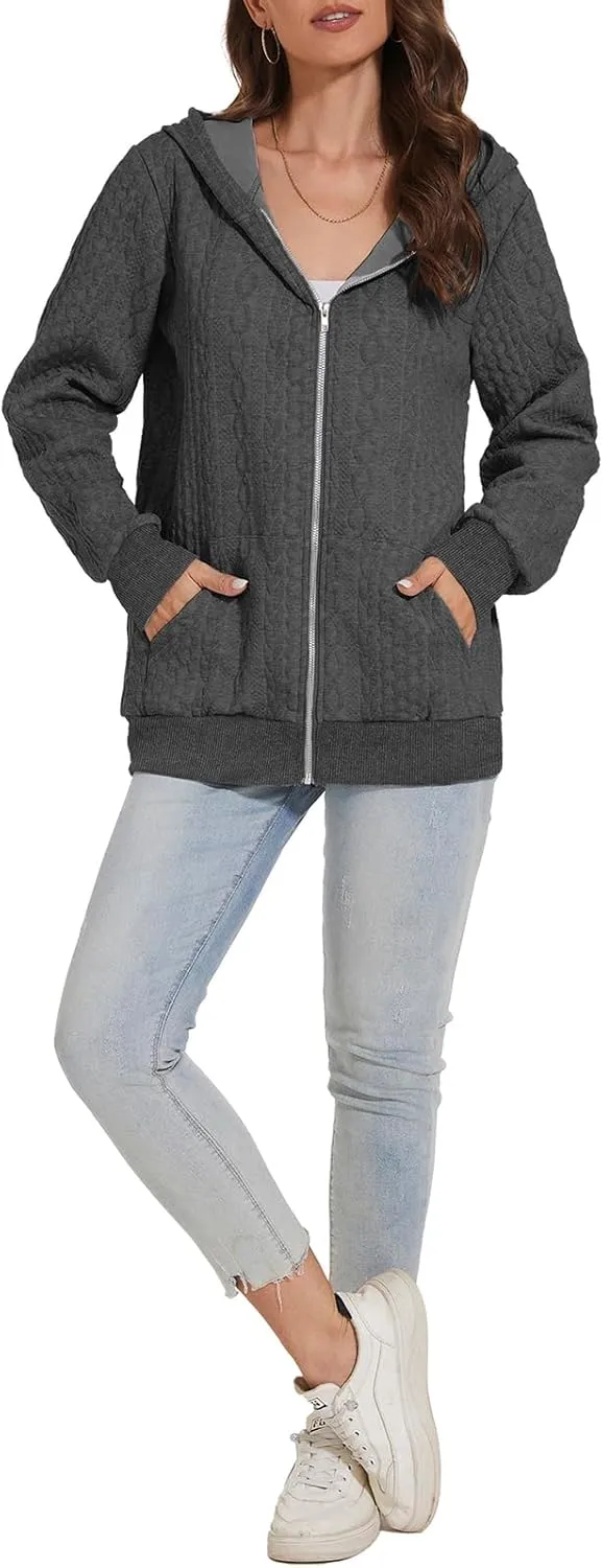 TBA Zip Up Cardigan Sweatshirts for Women Long Sleeve Lightweight Hoodie Oversized Casual Hoodies Sweater Fashion Jackets