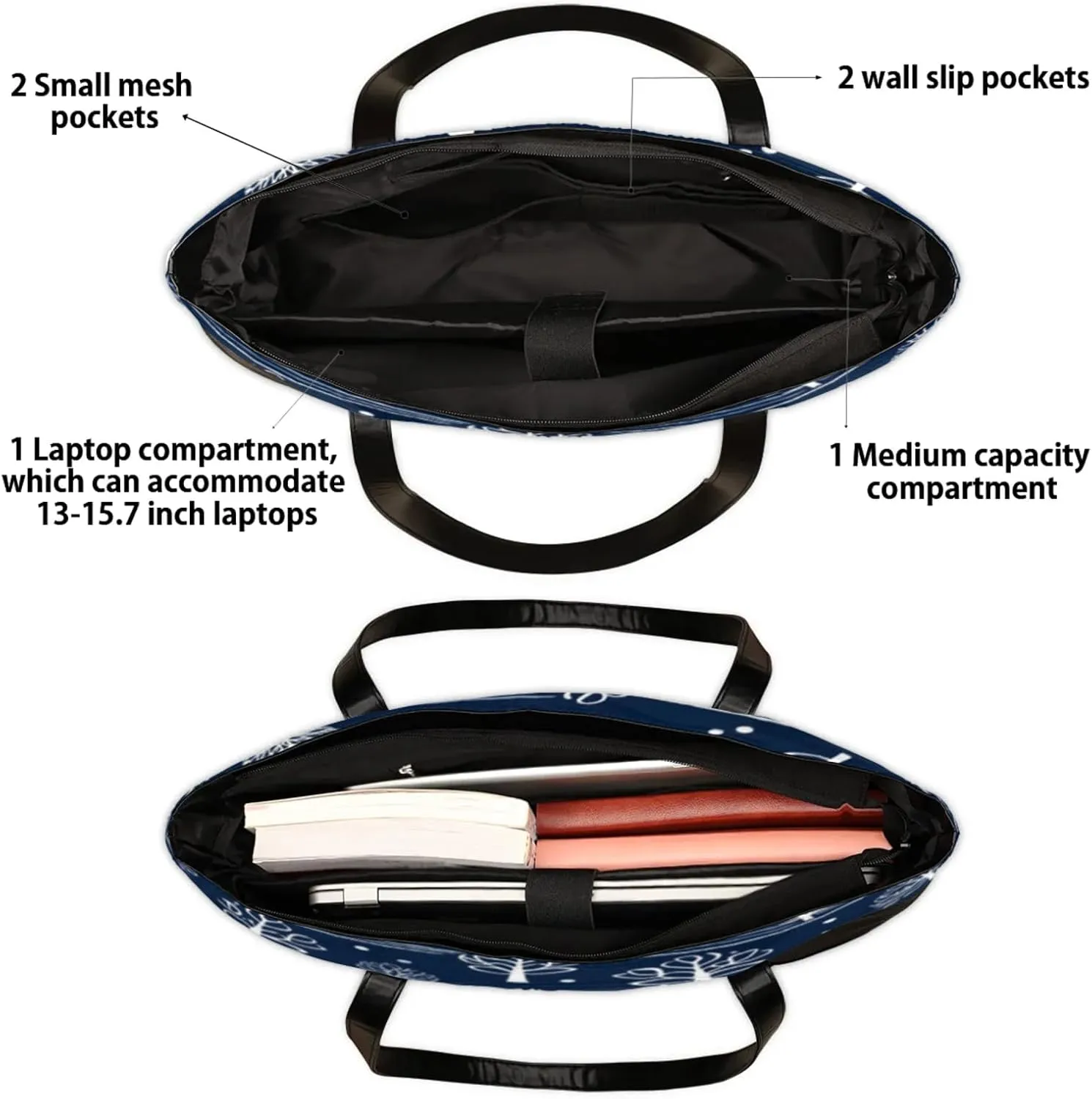 Tote Bag for Women with Zipper, Laptop Tote Bags Laptop Sleeve Case Shoulder Bag Messenger Bags
