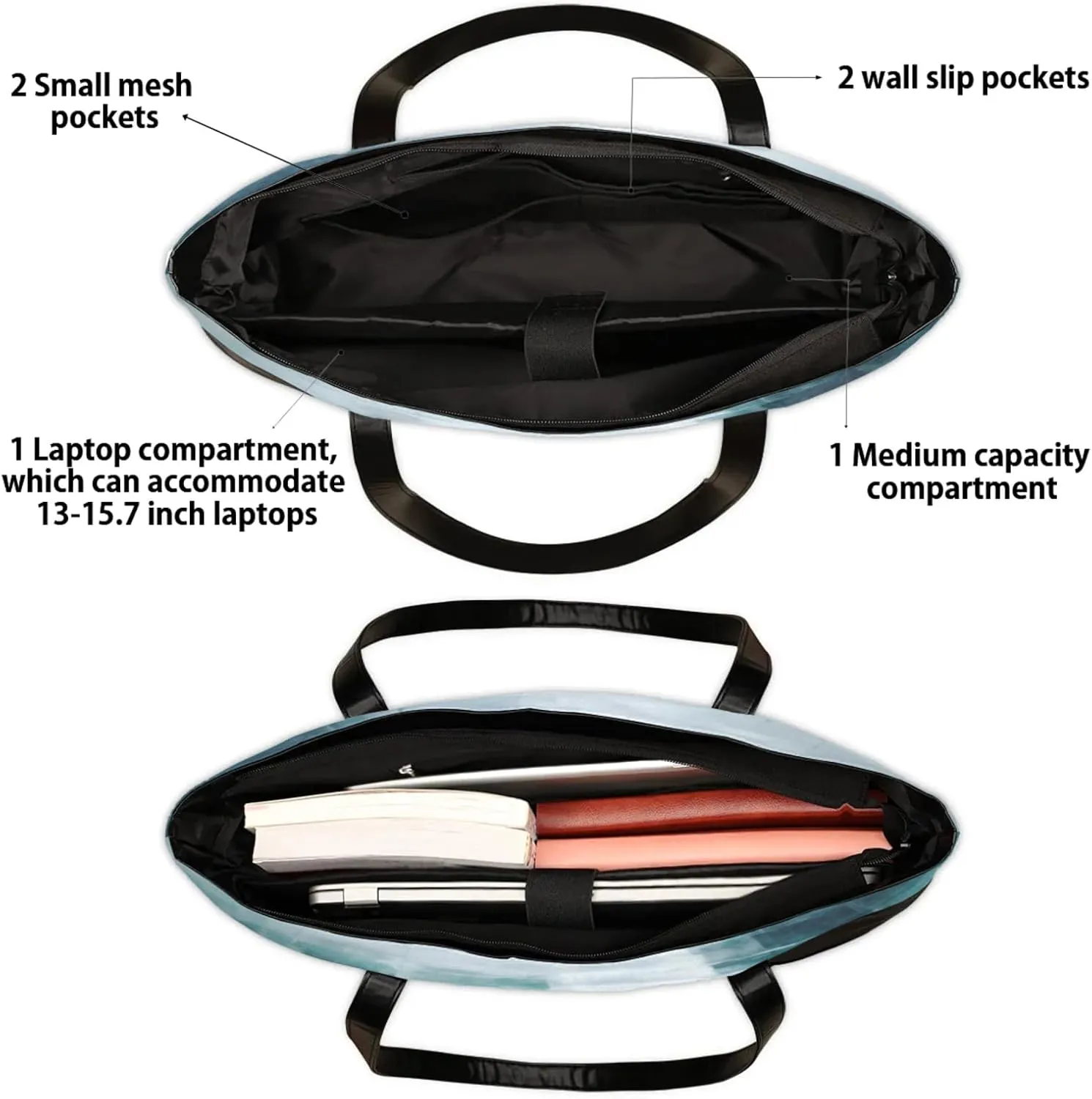Tote Bag for Women with Zipper, Laptop Tote Bags Laptop Sleeve Case Shoulder Bag Messenger Bags