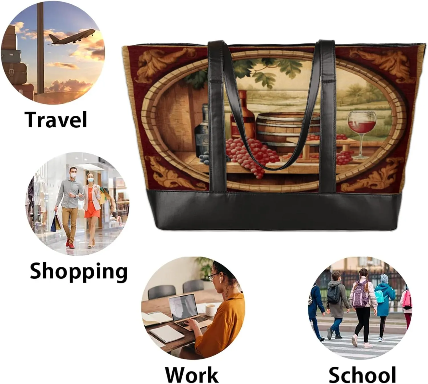 Tote Bag for Women with Zipper, Laptop Tote Bags Laptop Sleeve Case Shoulder Bag Messenger Bags