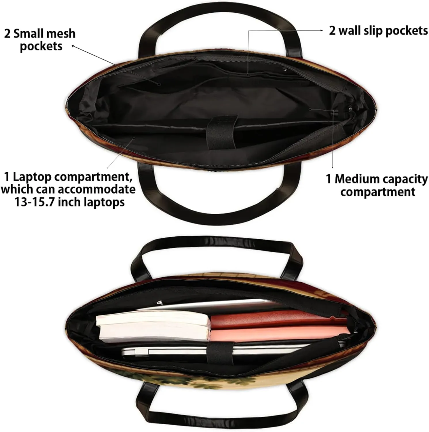 Tote Bag for Women with Zipper, Laptop Tote Bags Laptop Sleeve Case Shoulder Bag Messenger Bags
