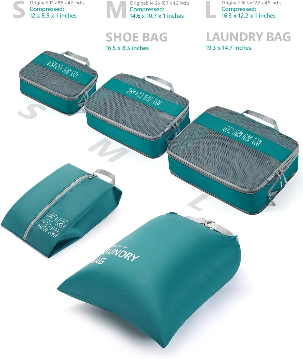 Travelkin 3 Set Packing Cubes - Compression Packing Cubes for Suitcase, Travel Organizers Bag Set