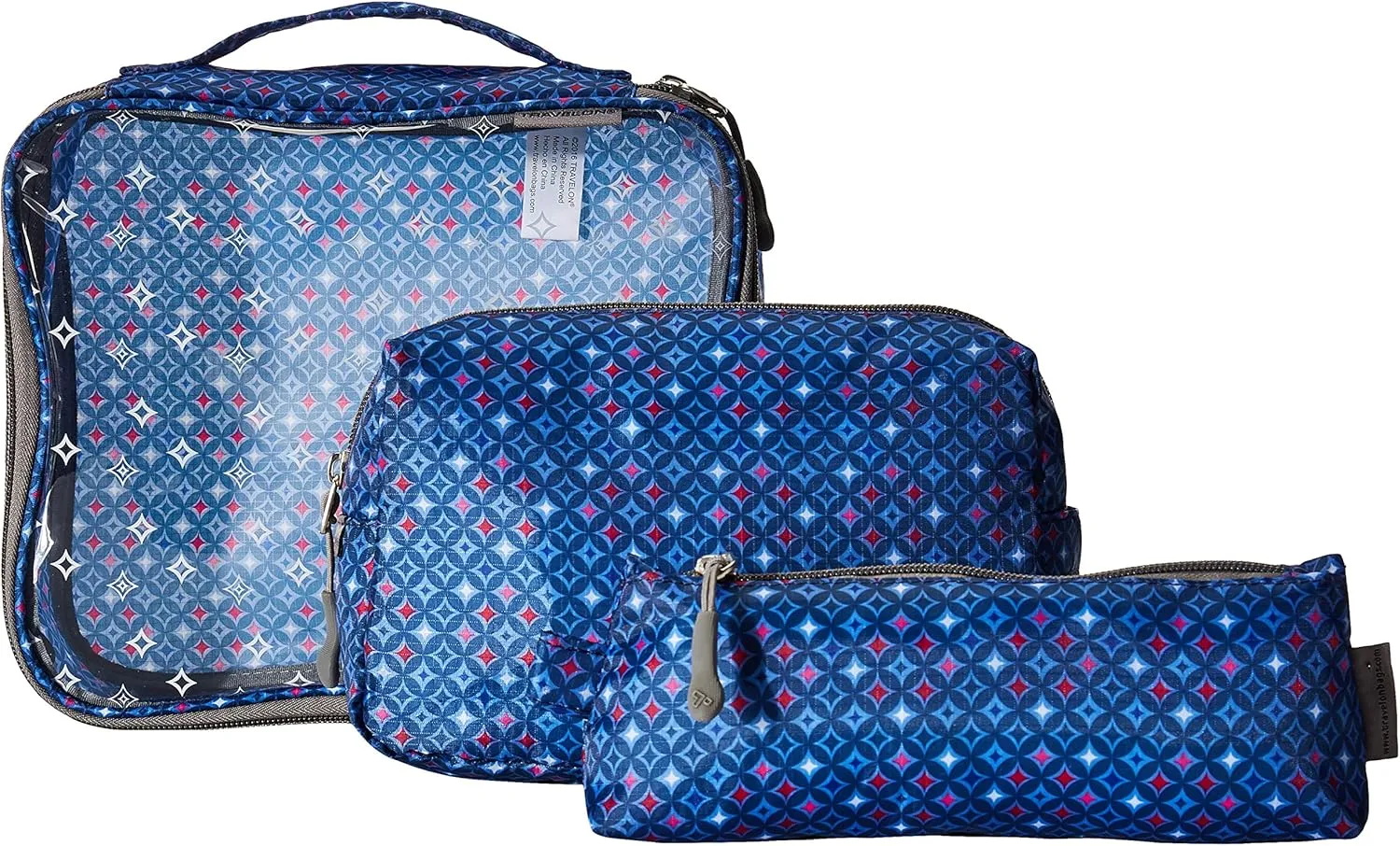Travelon 3 Piece Toiletry Packing Set, Diamond Sparkle