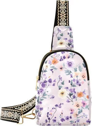 trendy Purple Blooms Simple Safari sling bag leather large fanny packs for for hiking