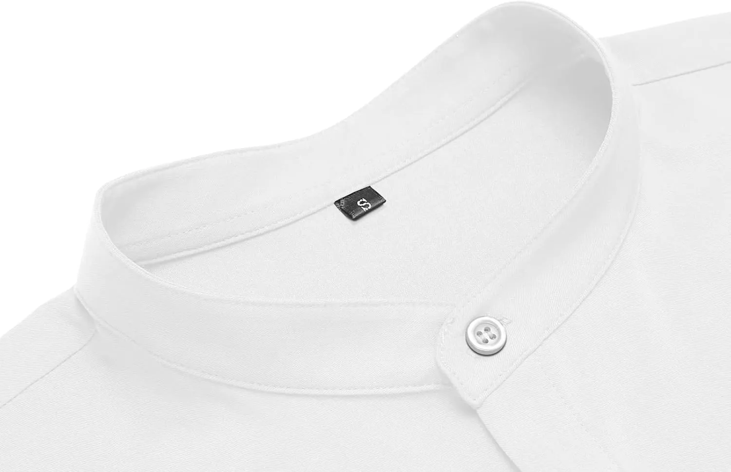 URRU Men's Muscle Dress Shirts Slim Fit Stretch Banded Collar Long&Short Sleeve Casual Button Down Shirt