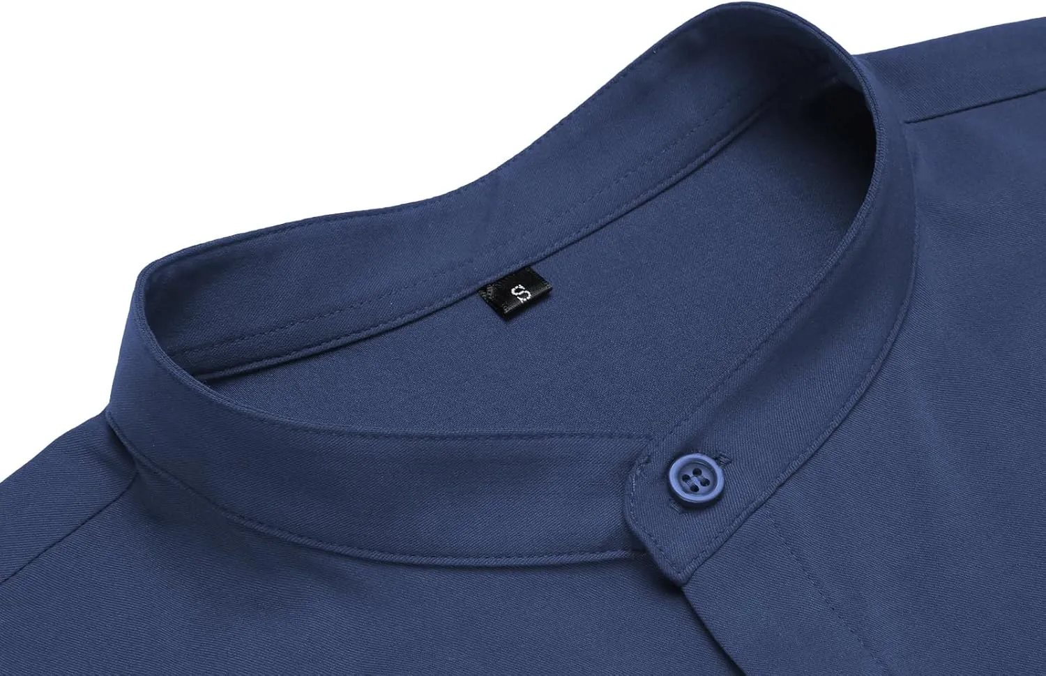 URRU Men's Muscle Dress Shirts Slim Fit Stretch Banded Collar Long&Short Sleeve Casual Button Down Shirt