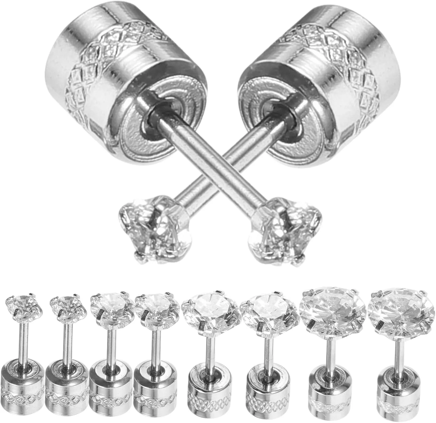 VALICLUD 5 Pairs Women Trendy Earrings Rhinestone Studs for Women Minimalist Fashion Jewelry
