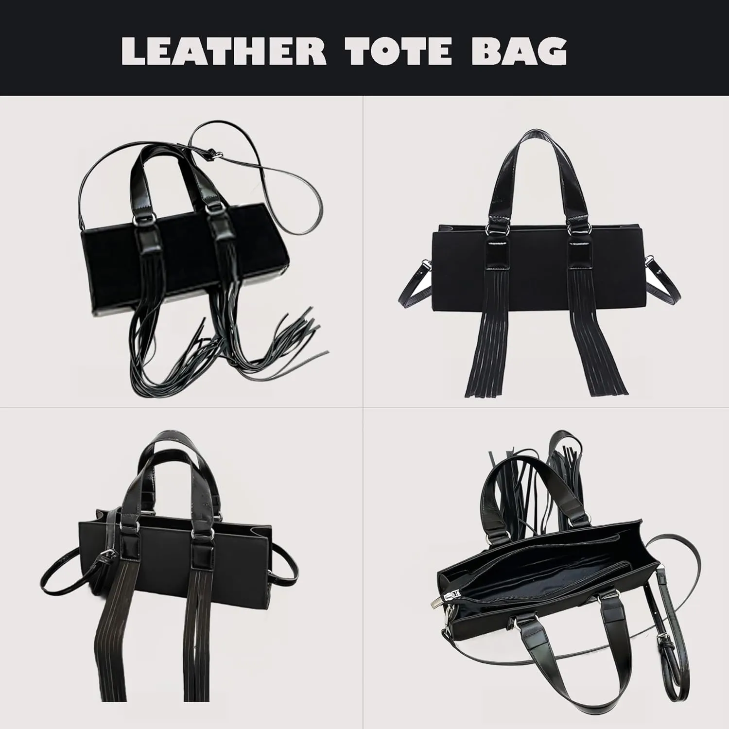 Vegan Leather Tote Bag for Women, Designer Work Purse with Gold Chain Strap & Zipper