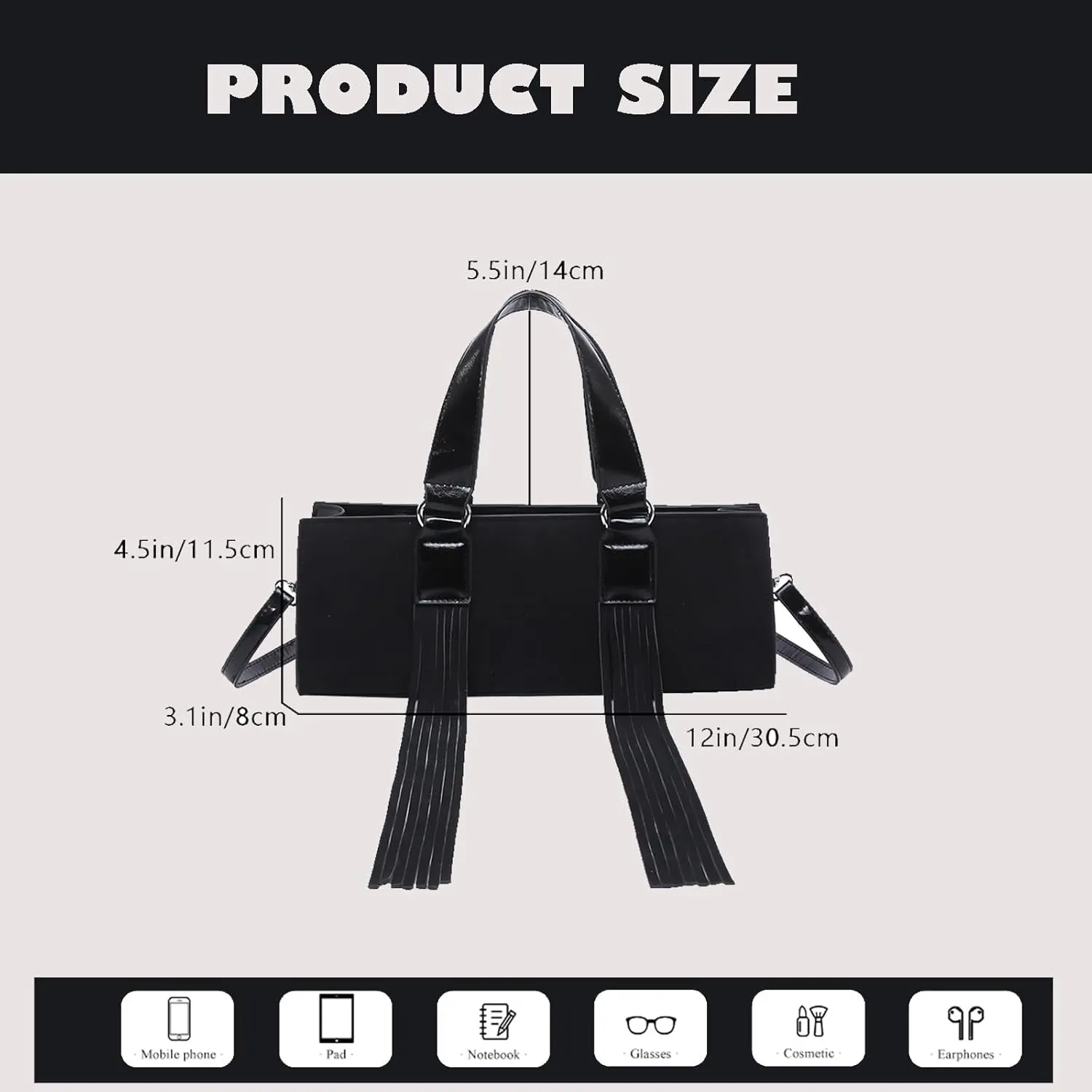 Vegan Leather Tote Bag for Women, Designer Work Purse with Gold Chain Strap & Zipper