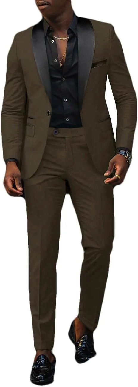 VENNYNG Men's Slim Fit Suit 2 Piece Wedding Prom Party Suit for Men Slim Dress Blazers Jacket Suit Coat Pants Trousers