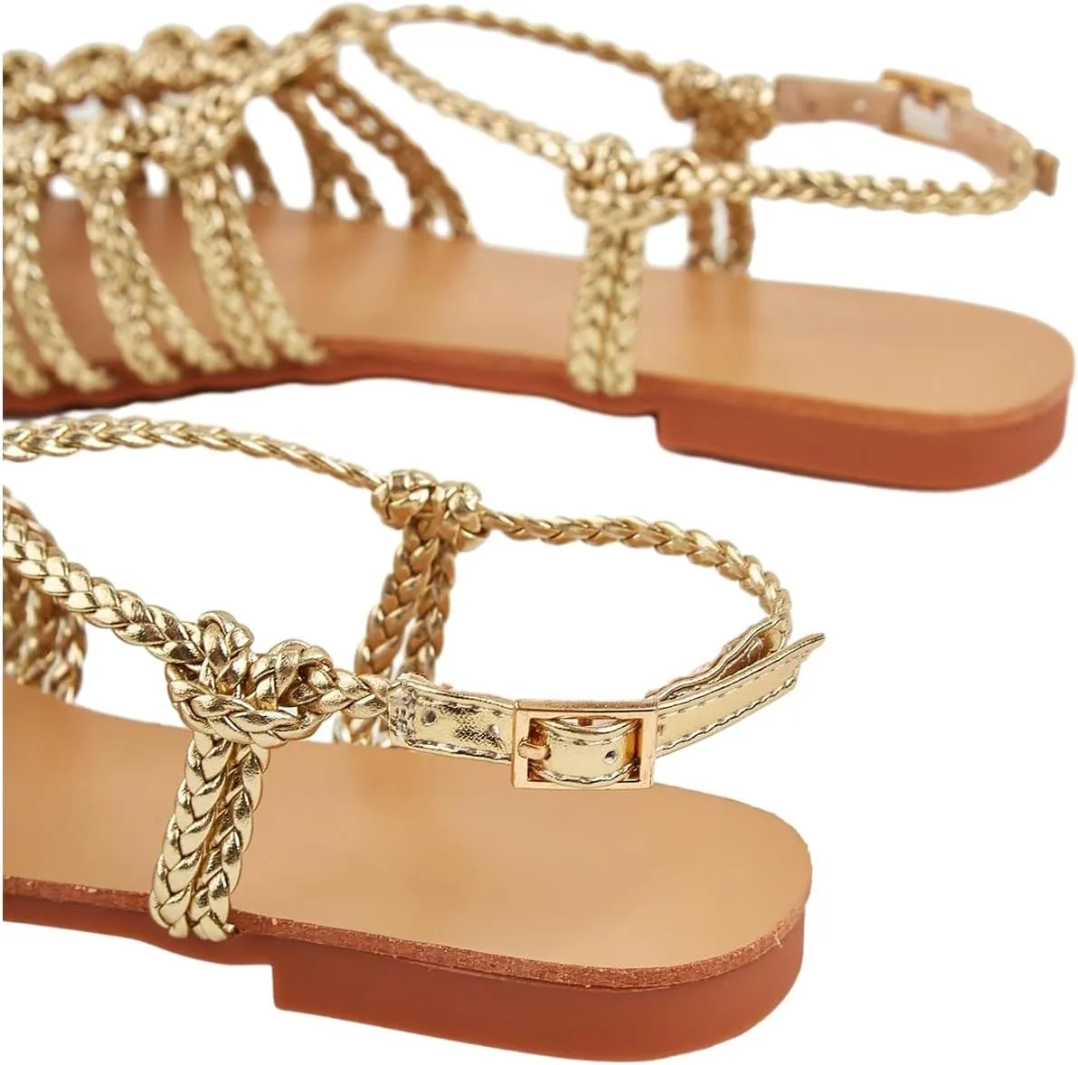 Verdusa Women's Metallic Braided Slingback Sandals Casual Strappy Sandals