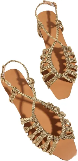 Verdusa Women's Metallic Braided Slingback Sandals Casual Strappy Sandals