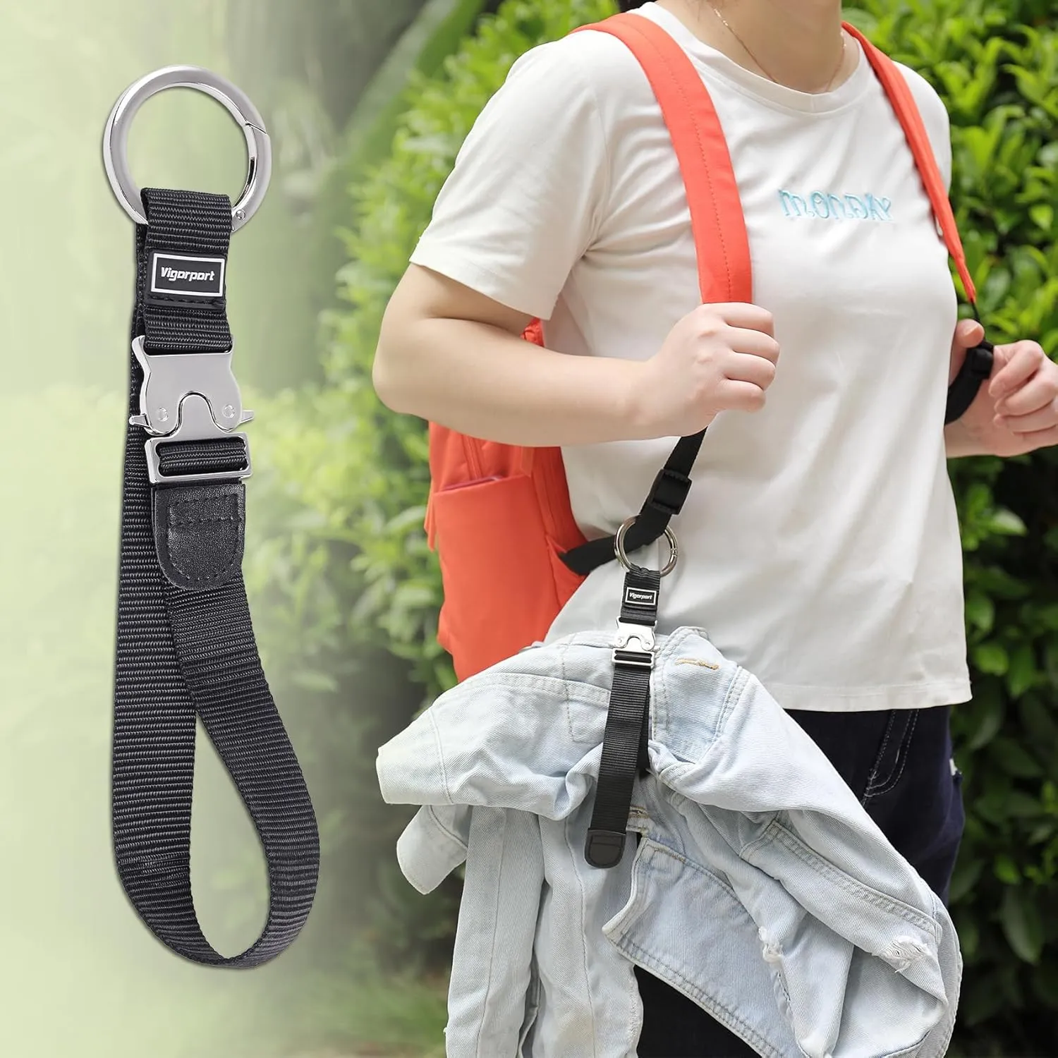 Vigorport Add A Bag Luggage Straps, Jacket Gripper Strap for Travel Backpack, Baggage Suitcase Belt Travel Accessories with Metal Buckle for Carry on Bag (1, Normal Black)