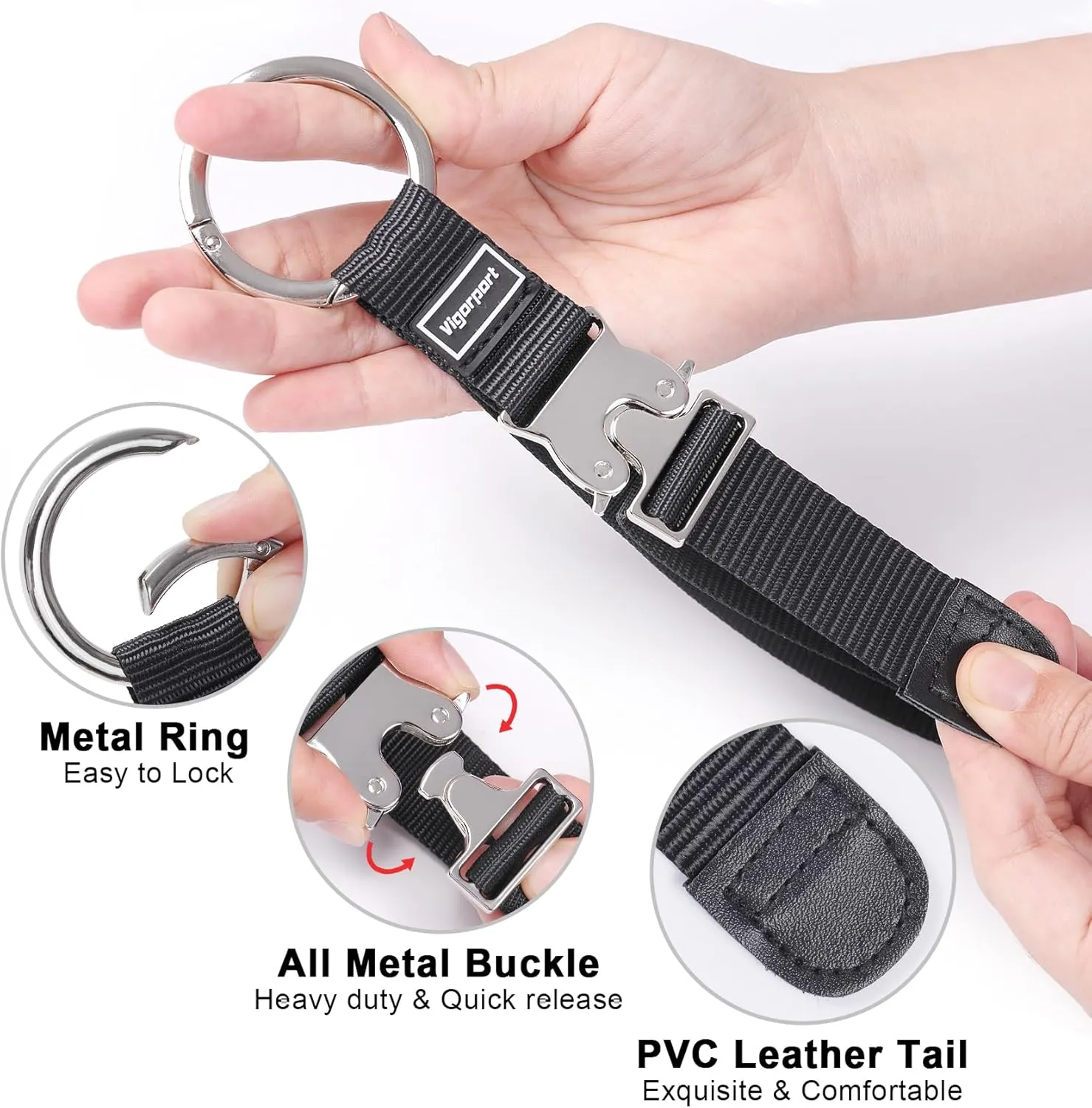 Vigorport Add A Bag Luggage Straps, Jacket Gripper Strap for Travel Backpack, Baggage Suitcase Belt Travel Accessories with Metal Buckle for Carry on Bag (1, Normal Black)