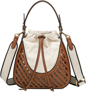 Vintage Top Handle Bag Bucket Bag Satchel Versatile Woven Crossbody Purse Straw Handbag Summer Purse for Vacation Travel