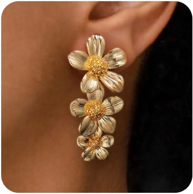VRIUA Dangle Earrings for Women - 14K Gold Plated Statement Drop Earrings Dainty CZ Wedding Dangling Earrings Trendy Jewelry