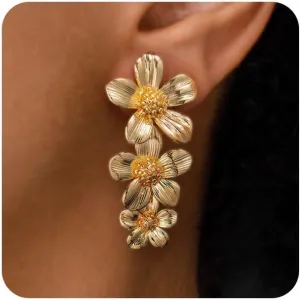 VRIUA Dangle Earrings for Women - 14K Gold Plated Statement Drop Earrings Dainty CZ Wedding Dangling Earrings Trendy Jewelry