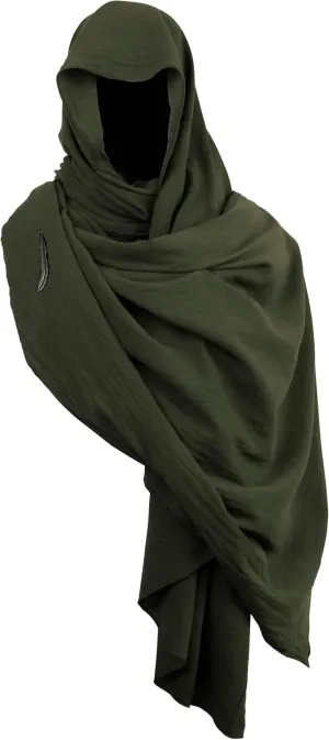 VZQI Medieval Cloak with Hood Men Apocalyptic Shawl Renaissance Costume Retro Shemagh Accessories